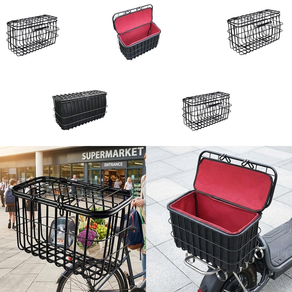 Electric Scooters Rear Basket ,Rear Cargo Rack, Wire , Storage Basket, with Cover for Shopping