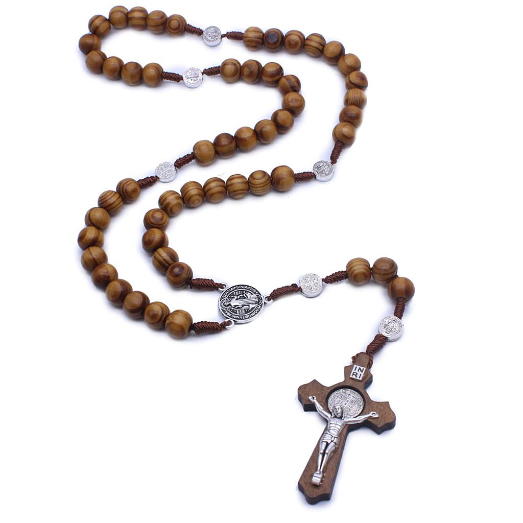 Rosary for Cross Necklace Jesus Christian Catholic Prayer Gifts Ornament Supplies for Holy Church Religious Jewelry