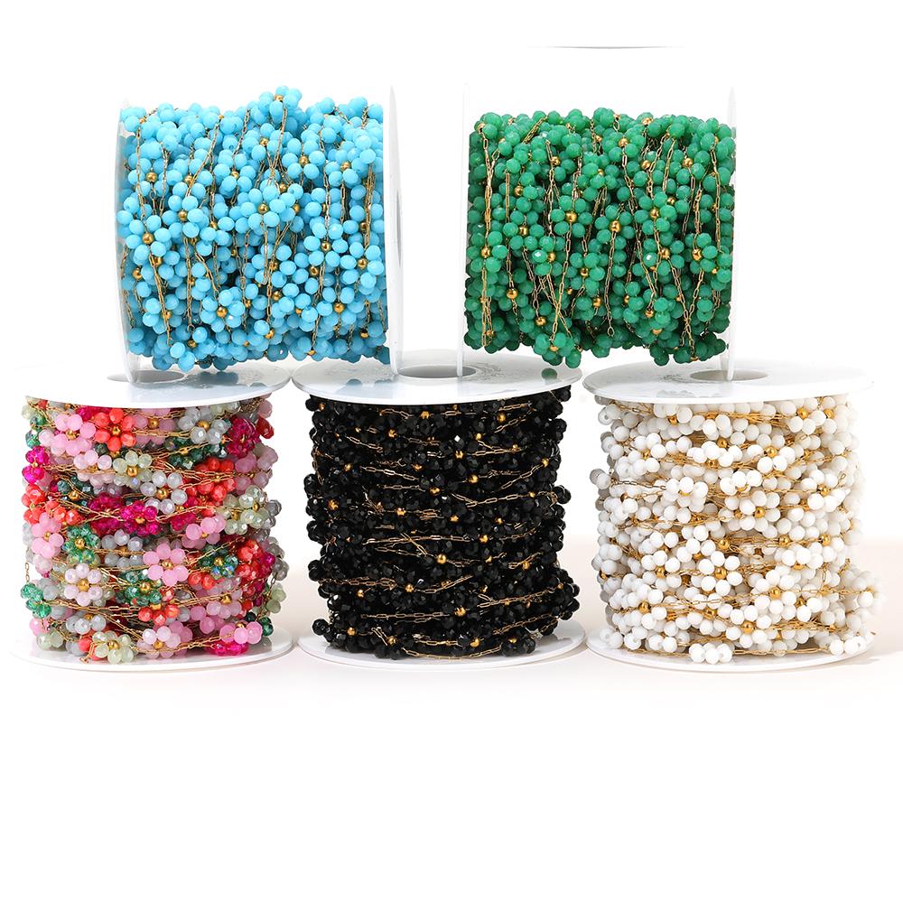 1 Meter Stainless Steel 9mm Daisy Flower Gold Beads Chains for DIY Jewelry Making Necklace Bracelet Anklets Earrings Findings