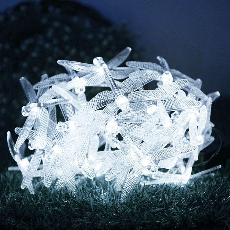 Solar Dragonfly LED String Lights - Outdoor Waterproof Decor for Balcony and Garden Atmosphere.