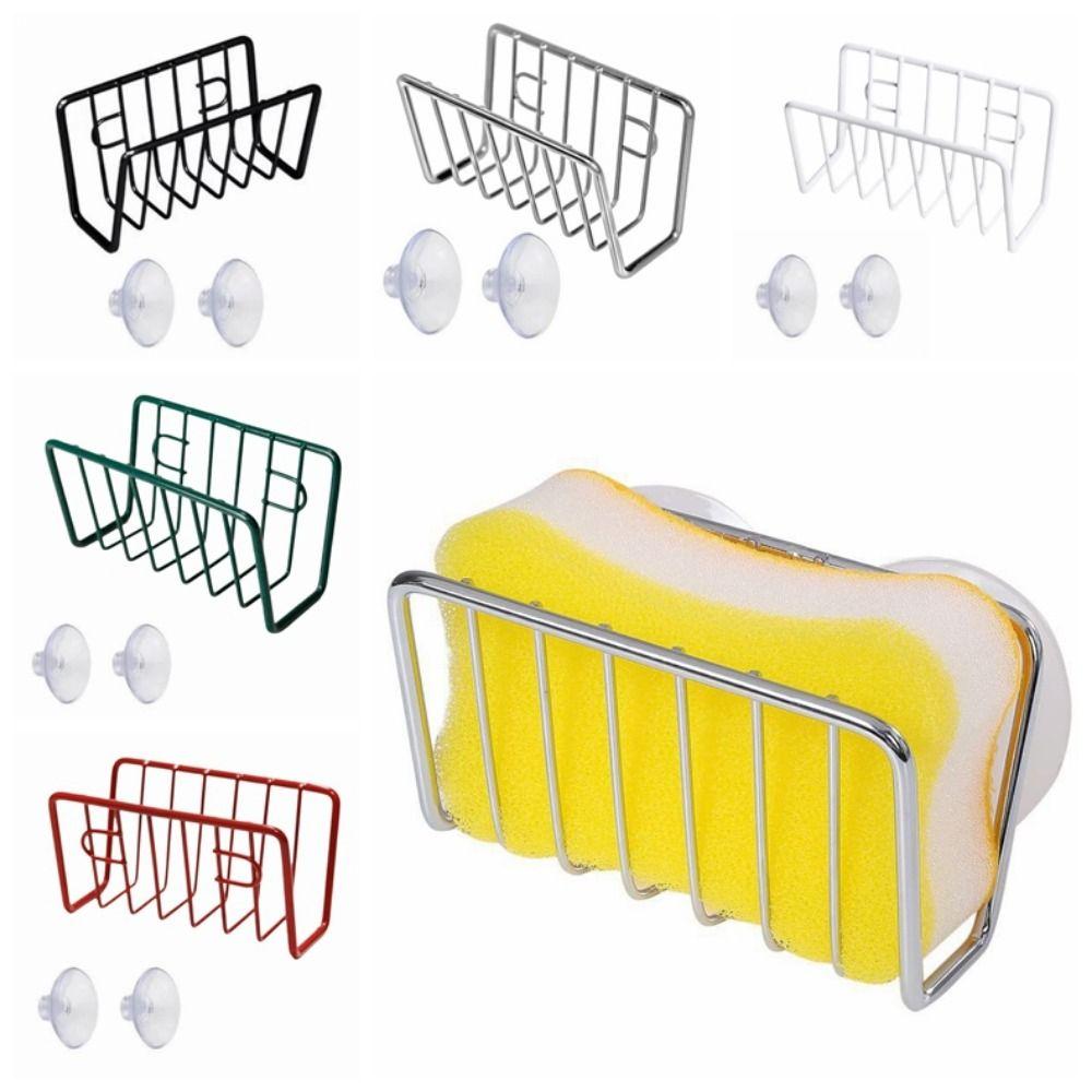 No-Drill Sponge Holder Wall-Mounted Sink Sponge Rack Sink Drain Stand  Kitchen Supplies