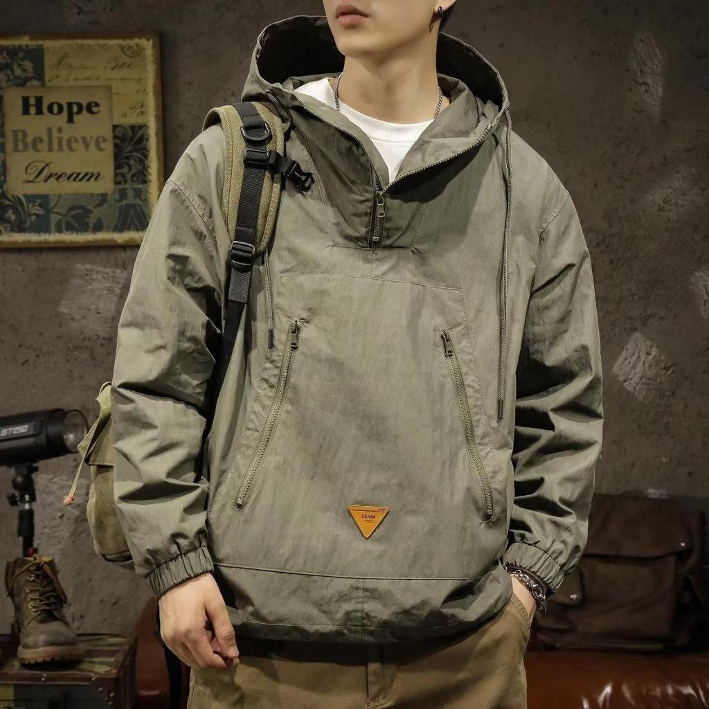Spring Men's Half Zip Casual Hooded Jacket