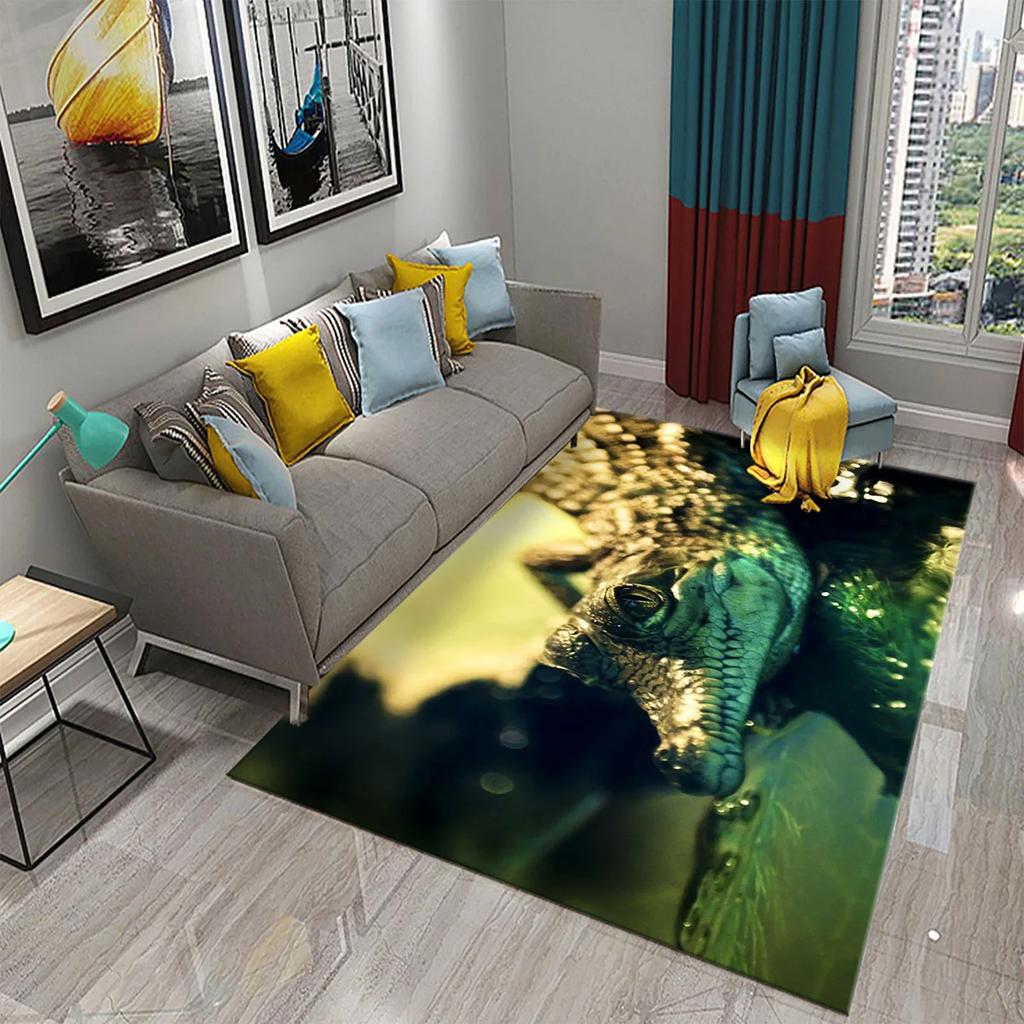 3D Crocodile Carpet Ferocious Wild Animal Rug for Living Room Bedroom Decor Carpet Kids Room Play Floor Mat Child Game Area Rug