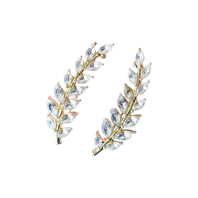 Avansert nisjedesign Super Flash Wheat Ear Row Fasjonable Utsøkt Lys Luksus Row Diamond Stud Øredobber Foreign Gas Øredobber