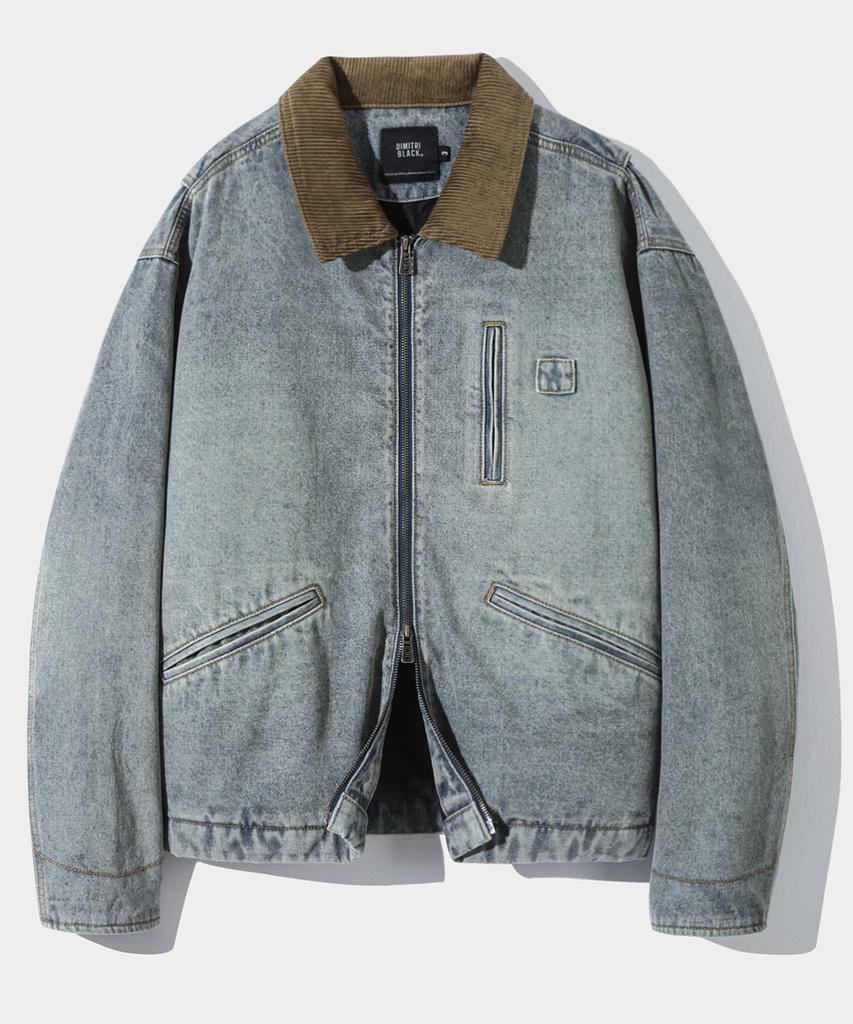 Dimitri Black 2Way Og Fade Wash Detroit Quilted Denim Jacket_Dust Indigo
