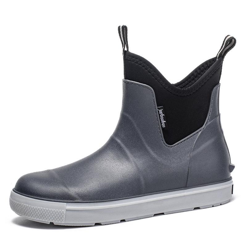 Fashion Versatile Casual Middle Tube Waterproof Shoes Men Fashion Hiking Shoes Anti-slip Wear-resistant Outdoors Rain Boots Fishing Boot