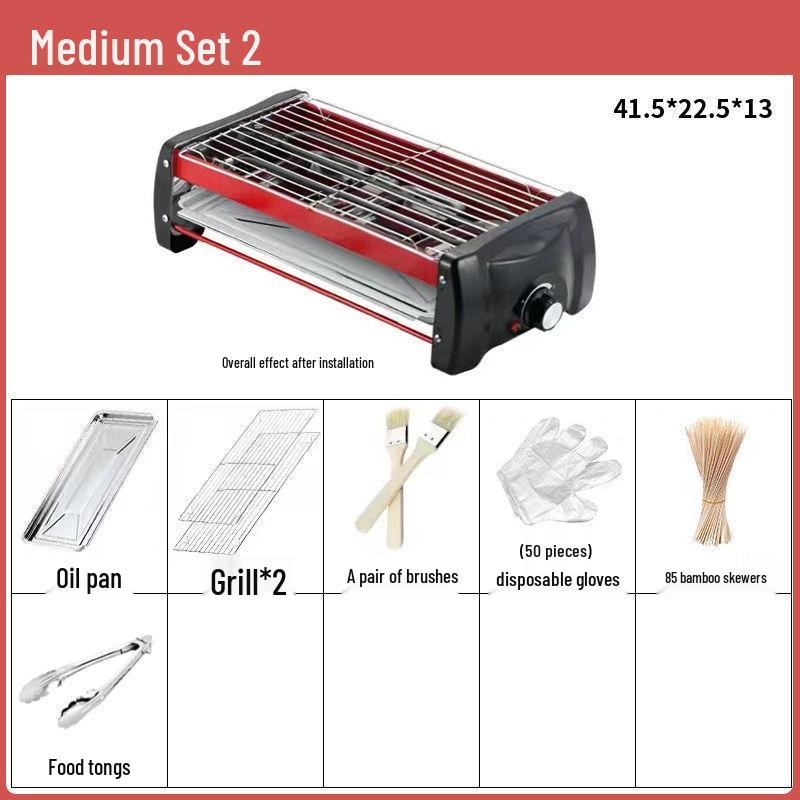 Smokeless Electric BBQ Grill & Roaster - Double Layer Griddle, Grill Pan, and Charcoal Rack