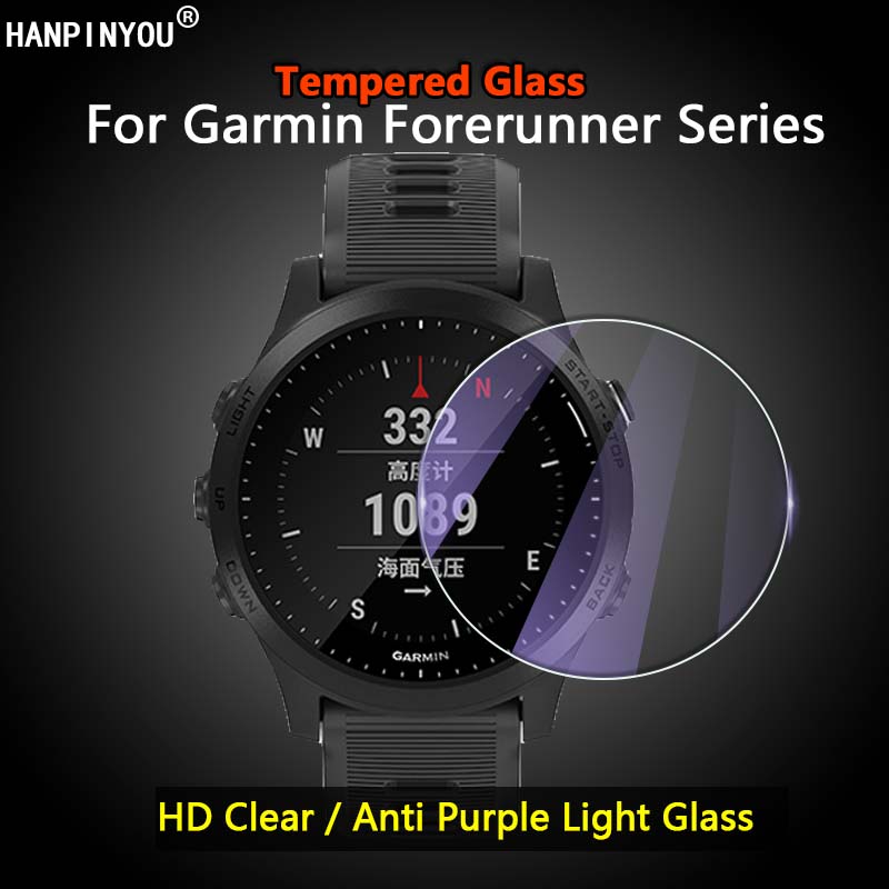 

Ультра прозрачный / анти фиолетовый свет 2.5D закаленное стекло для Garmin Forerunner 745 945 935 645 635 630 235 225 245 230 735XT 45 45S Пленка Экран Протектор