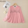 ZANZEA Women Casual V-Neck Loose Long Sleeve Print Blouse