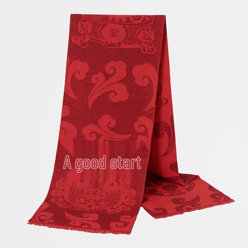 Women's Red Plaid Cashmere-Like Scarf Shawl - Warm, Versatile, Fashionable for Autumn and Winter