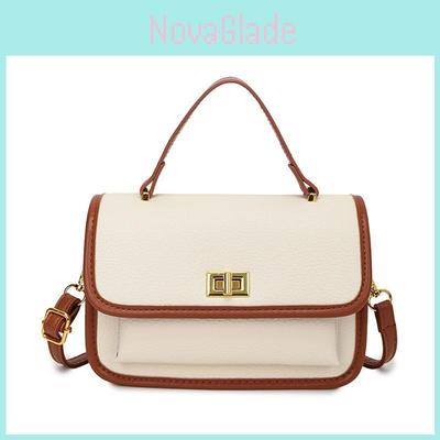 Umhängetasche aus PU-Leder für Damen, kleine quadratische Handtasche mit Schlossverschluss für den täglichen Gebrauch