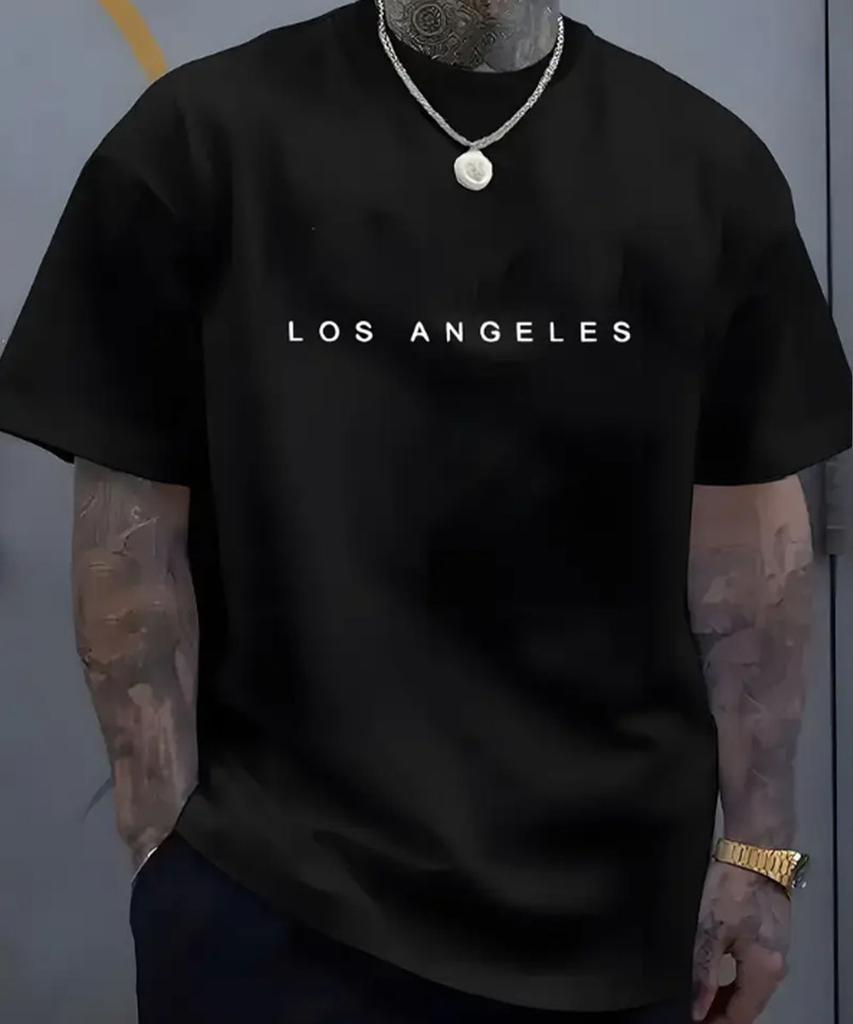 Herr mode trend bokstavstryckt kortärmad T-shirt, sommar bekväm avslappnad topp mångsidig ren bomull kortärmad skjorta