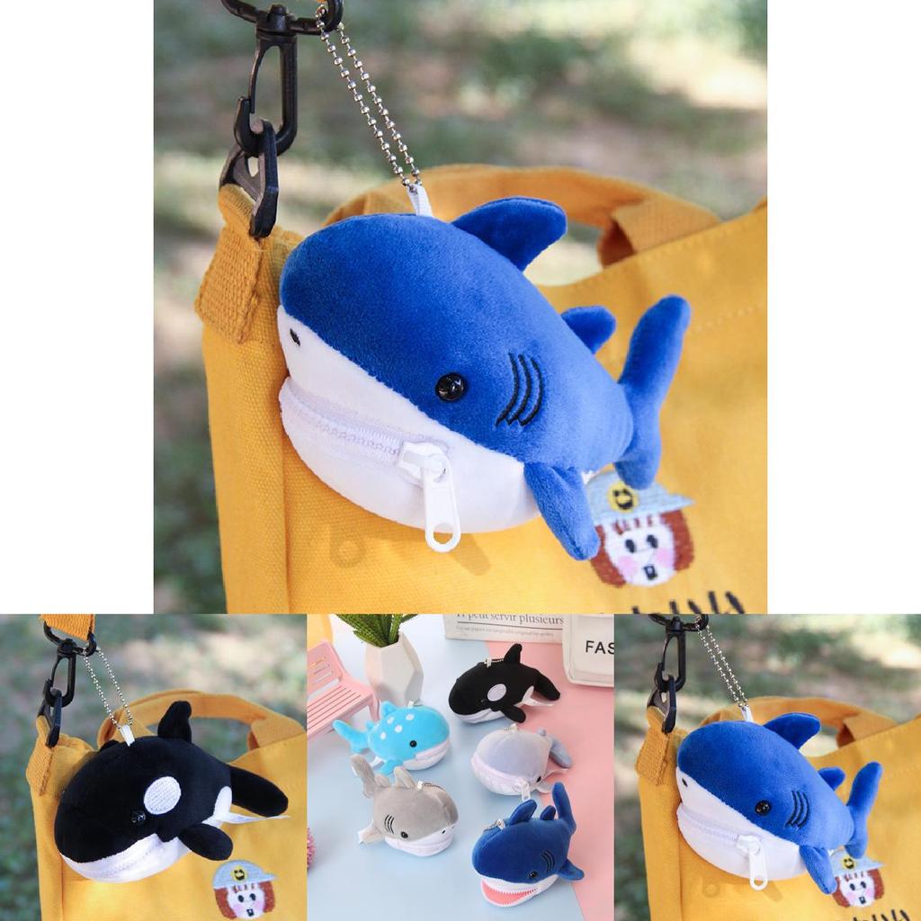 Cute Shark Blue Whale Orcinus Orca Plush Doll Pendant Wallet For Kids Gift And Accessories