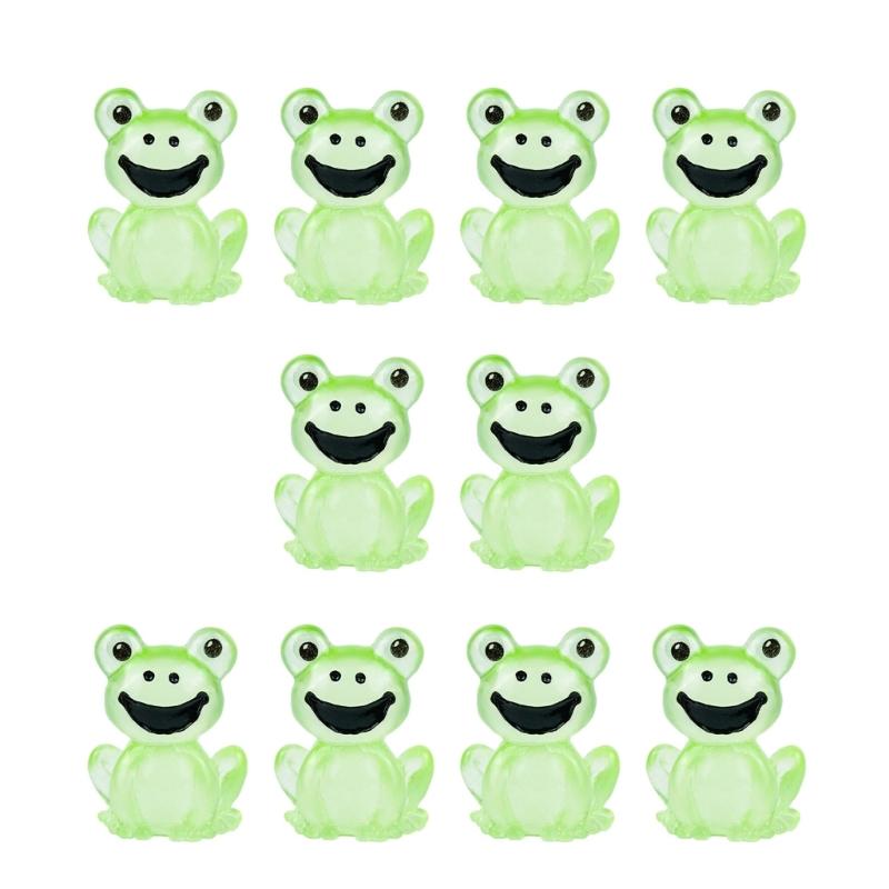 

10 Piece Resin Clear Frogs Sculpture Miniature Garden Ornaments Creative Landscape Home Office Desk Shelf Accessories S зелений