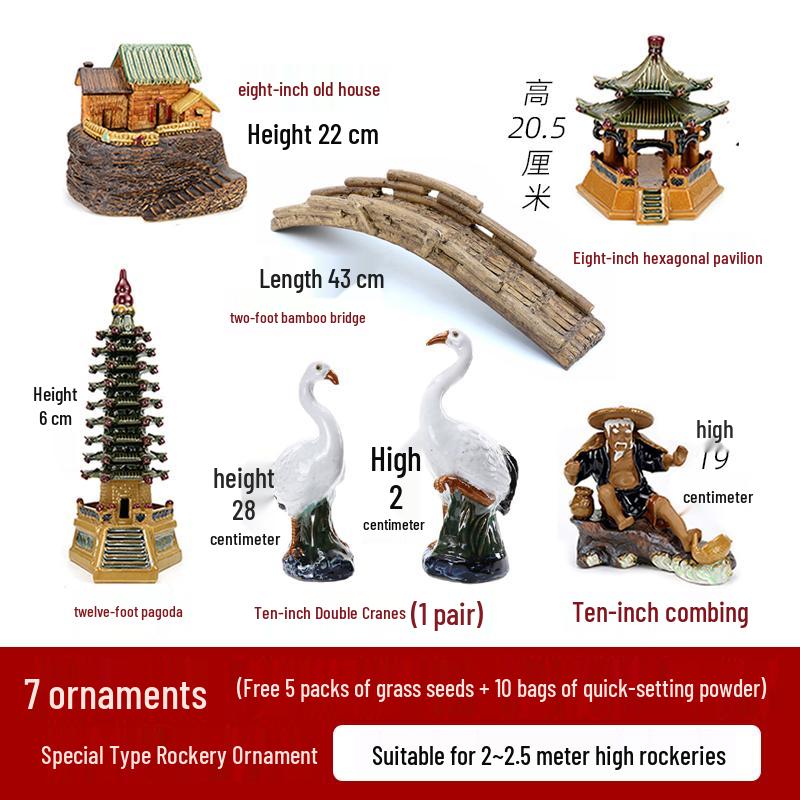 Rocalla de Piedra de Montaña Cerámica para Estanques de Peces, Decoraciones de Bonsái - Adornos de Paisaje para Patio.