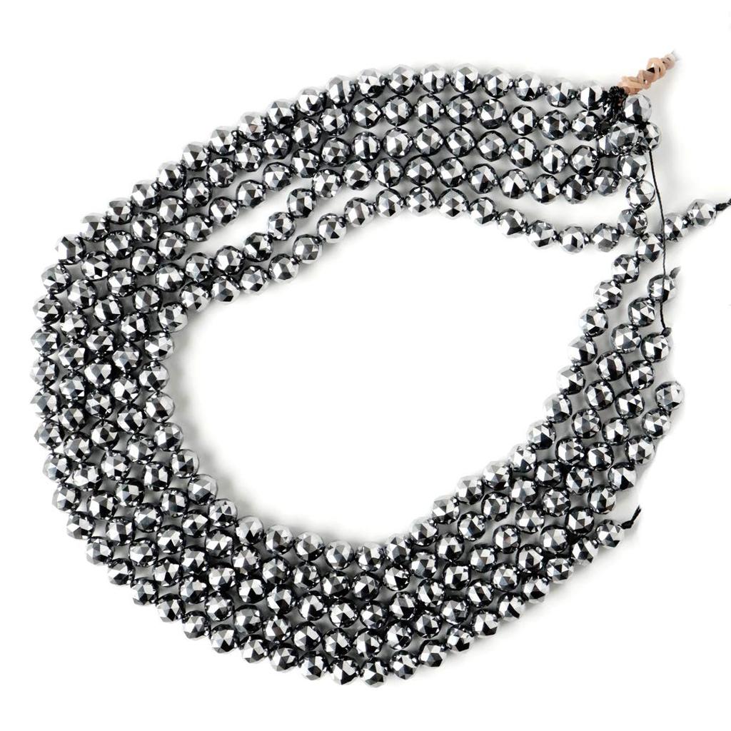 [GOLD STONE] Terahertz Ore 100-Facet Cut Beads, 40cm Long, Star Cut, Triangle Cut, Handmade Accessories, Sold In Strands, 8mm