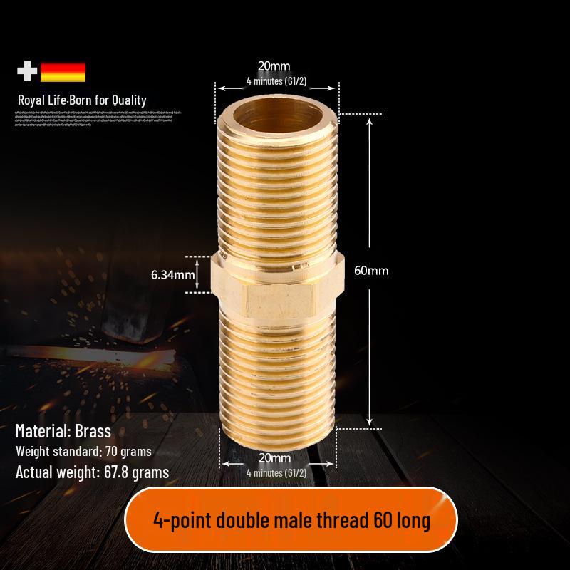 All-Copper Male Thread Direct Coupling, Short To Extended Thread, 4-Point To 6-Point, 1-Inch Inlet Pipe Reducing Joint