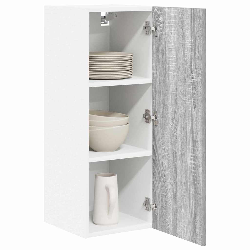 Wall Mounted Cabinet with Door 2 Pcs Grey Sonoma and White 30 X 31 X 80 Cm