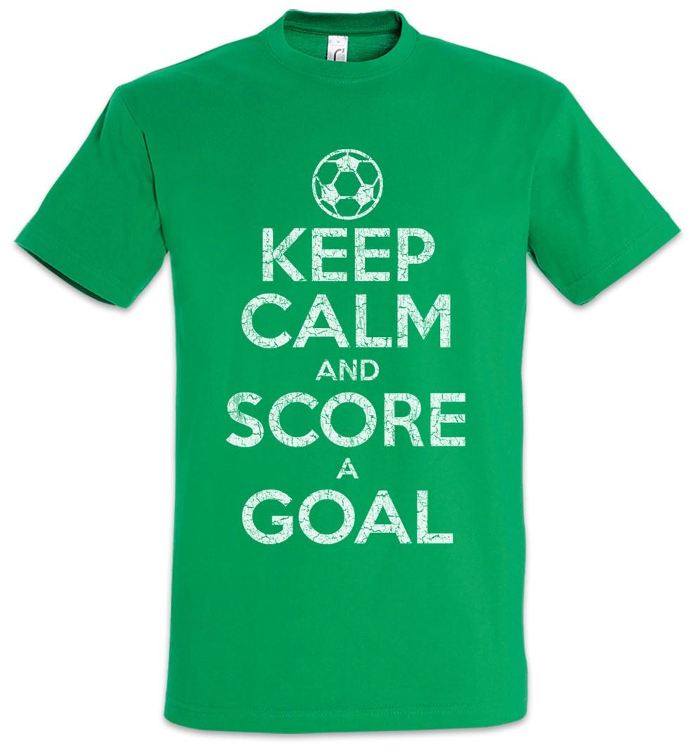 

Keep Calm And Score A Goal Mens T-Shirt Mens Womens Tees Top Football Soccer Goal Shooting Soccer M