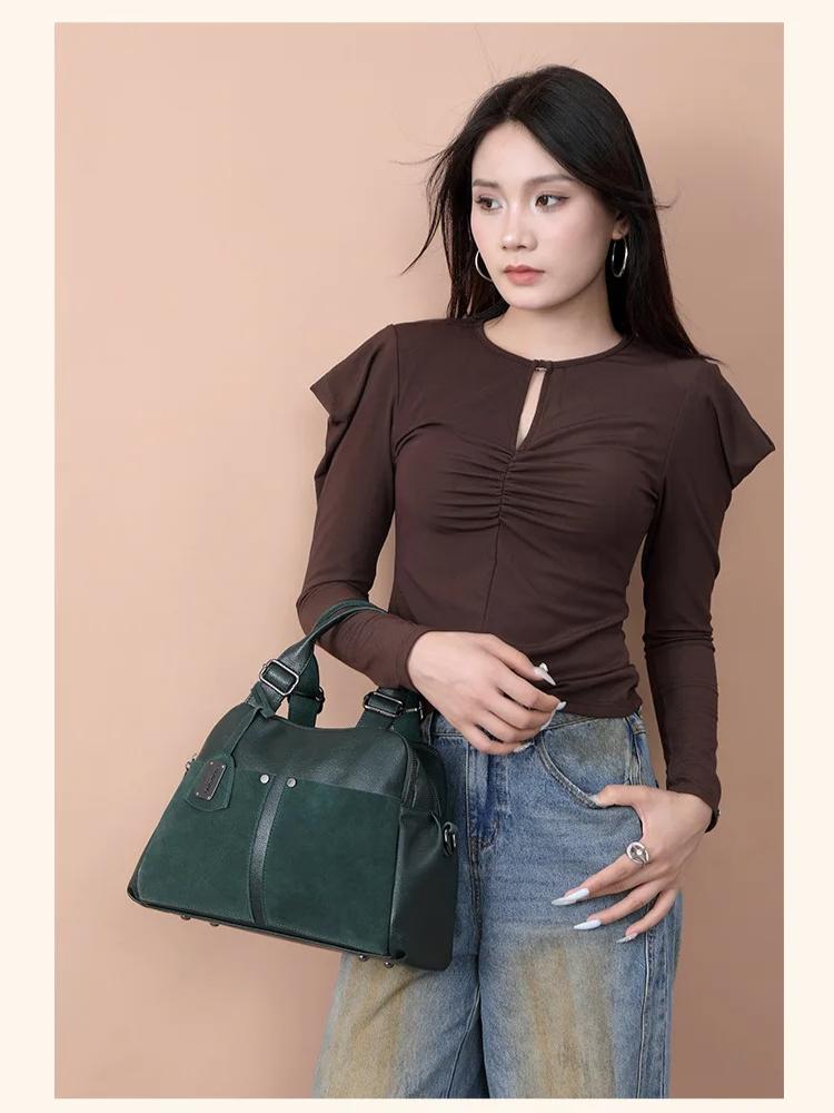Johnature Minimalist Versatile Handbag With Multiple Compartments Large Capacity Women's Bag Shoulder Crossbody Bags