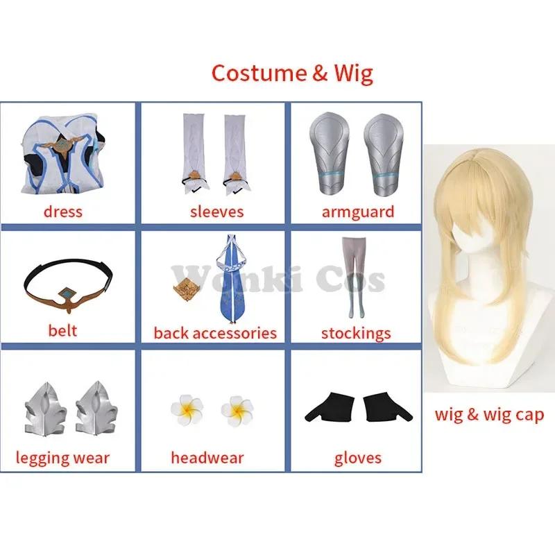 Lumine Cosplay Costume Wig Hair Game Impact Traveler Women Clothes Lumine Cosplay Dress Costumes Wig Set Party Outfits