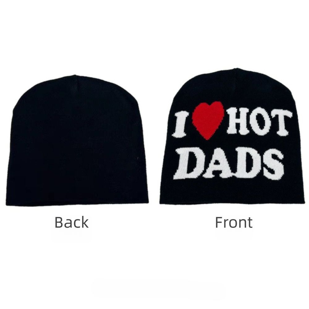 I Love Hot Moms/dads Printed Beanie Caps Windproof Pullover Hat Fashion Knitted Hats Unisex