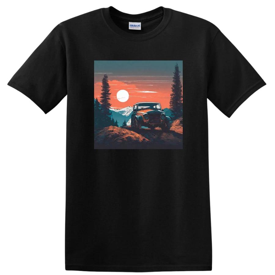 Off-Road Adventure T Shirt Vintage Car Mountains Sunset Wilderness Tee XL