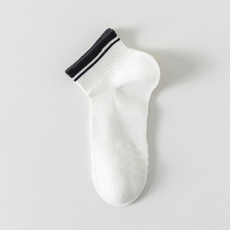 Men's Summer Pure Color Cotton Net Anti Pilling Boneless Seam Head Cotton Socks