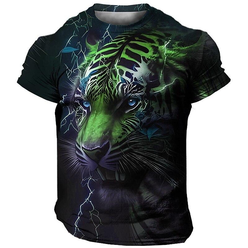 3D Harajuku Tiger Pattern Men's T Shirts Hip Hop Punk Style Streetwear Fashion O-neck Short Sleeve Pullover Oversized T-shirt