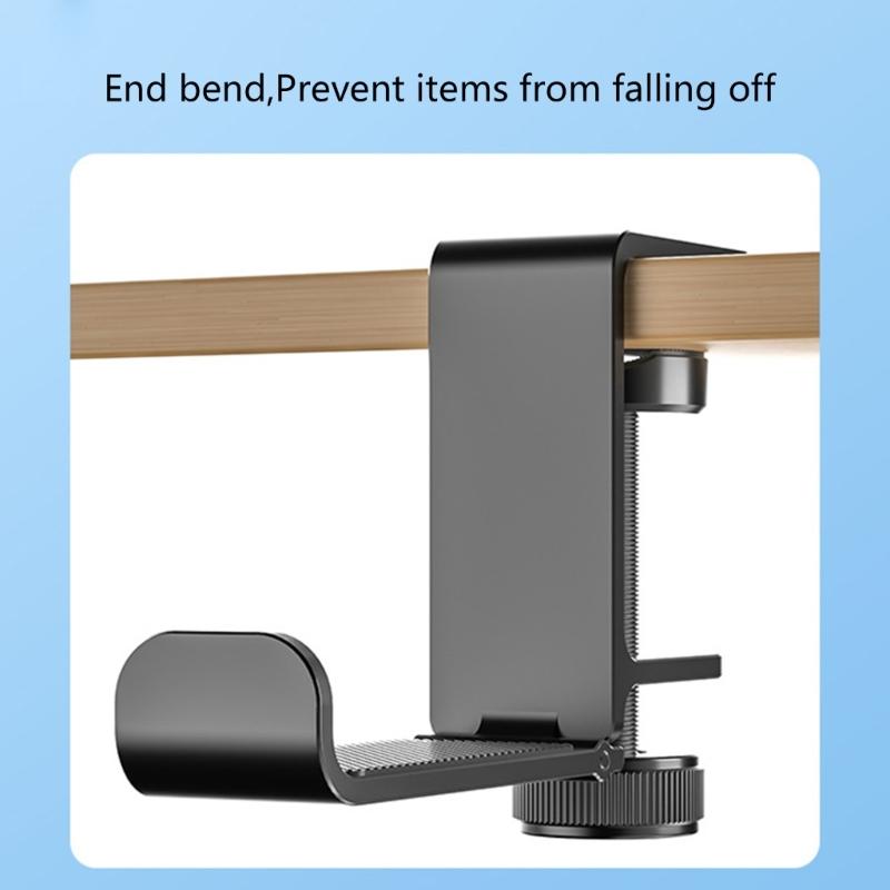 Metal Earphone Holder Under Desk Headphone Stand Headset Hanger with Adjustable Clamp Aluminum Hook