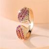 Trendy Crystal Rose Red Zircon Stone Vintage Gold Wedding Bands Engagement Rings For Women Men Minimalist Jewelry