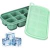 PRETYZOOM Silicone Ice Cube Tray with Lid, Easy Release Freezer Tray for Ice and Food Storage, 8-Cube Green Mold for Freezing Drinks, Juices, and