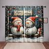 Christmas Snowman Curtains Winter Wonderland 2 Panels 3D Digital Print Holiday Decor Bedroom Living Room Cozy Romantic Snowfall