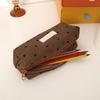 Dotted Print Fabric Pencil Case Big Capacity Pen Pouches Travel Makeup Storage Bag for School Offices Travel Daily Use
