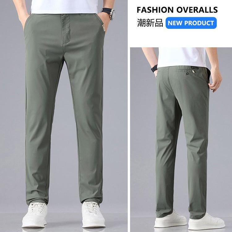 Frühling und Sommer neue vierseitig elastische Eis-Seide schnell trocknende große Größe grau schmal geschnittene gerade lässige Hose Herren HOSE