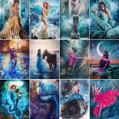Full Square/Round Diamond Painting Mermaid Art Beauty Picture Diamond Embroidery 5D Diy Mosaic Mosaic Cross Stitch Gift New