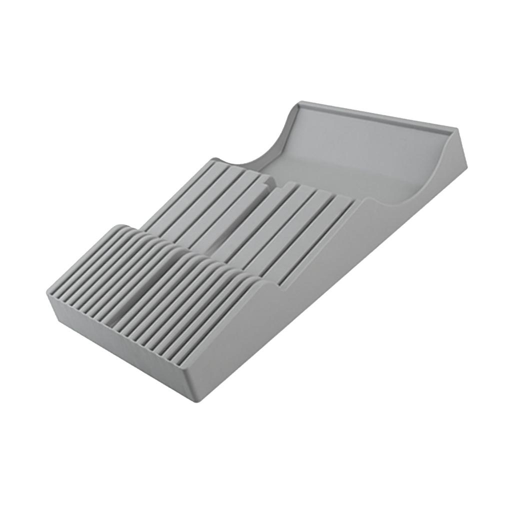 In Drawer Cutter Block Plastic 16 Slots Steak Cutter Holder Cutlery Storage Organizer with Sharpening Stone Slot for