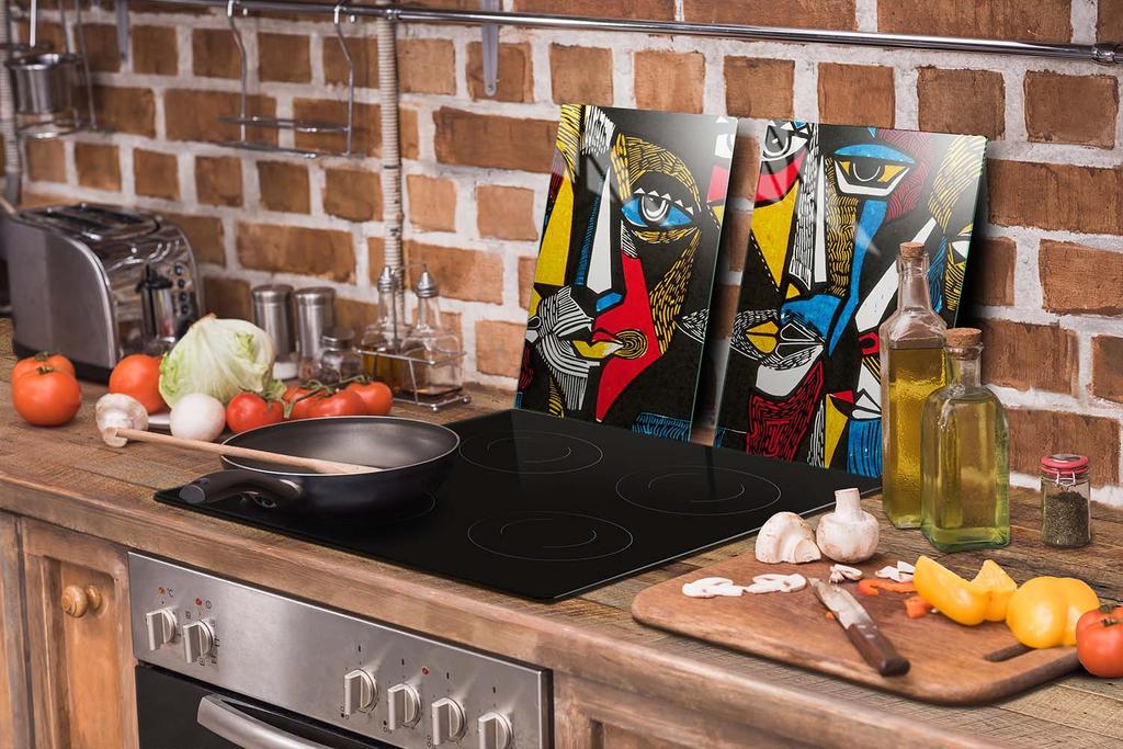 SZKLANA PŁYTA OCHRONNA DO KUCHNI 65x52 POP ART.