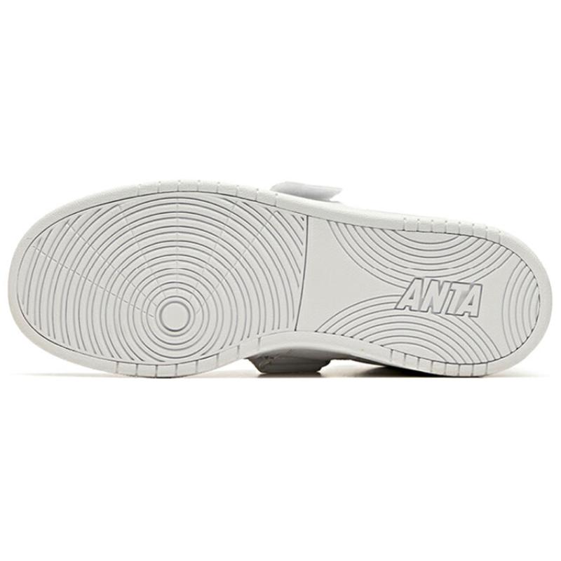 Anta Life Collection Anti Slip Wear Resistant Mid Top Skateboard Shoes Men's White Sneakers 91938060-2