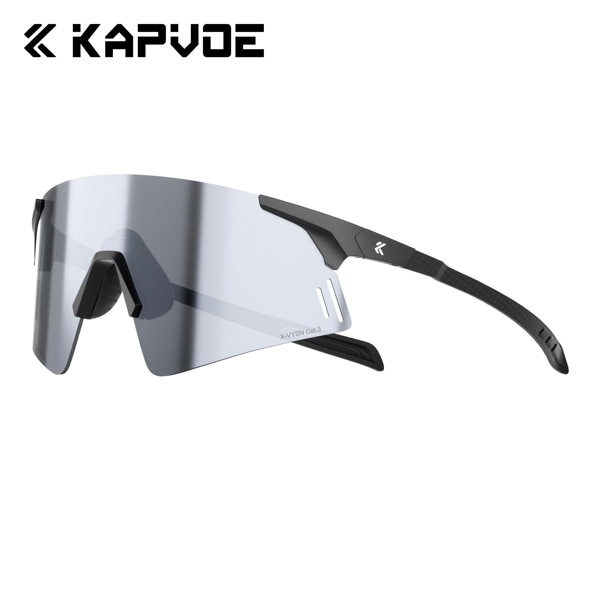 

Kapvoe 24g Lightweight Photochromic Running Sunglasses Real Carbon Fiber Cycling Glasses UV400 MTB Bike for Men Sports Eyewear