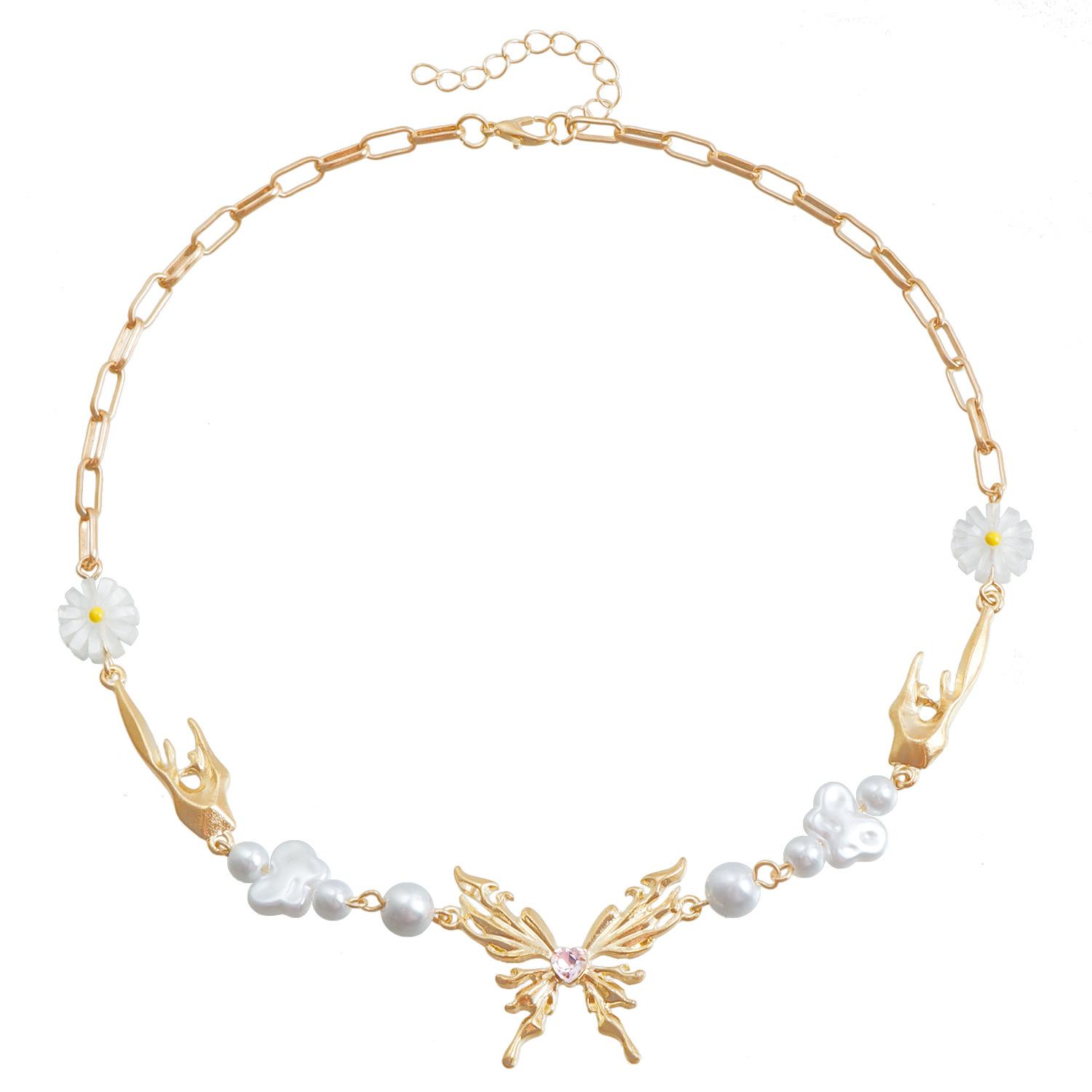 

Аксессуары Цветок Специальной формы Жемчужное Сращивание Цепочка на Ключицу Бабочка Любовь Подвеска Квадратная Цепочка Ожерелье Женское