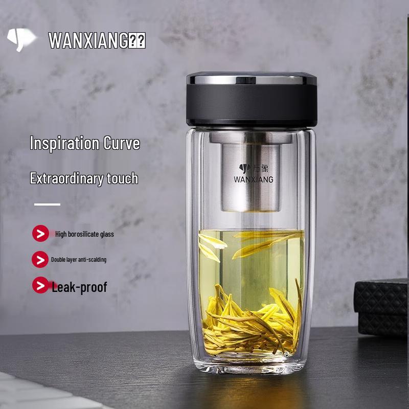 Portable Double-Wall Glass Tea Infuser Bottle