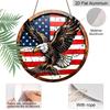 2D Flat Retro Round Aluminum Wall Hanging, Independence Day Flying Eagle Design, Indoor Outdoor Wall Decor, Home Commemorative Gift