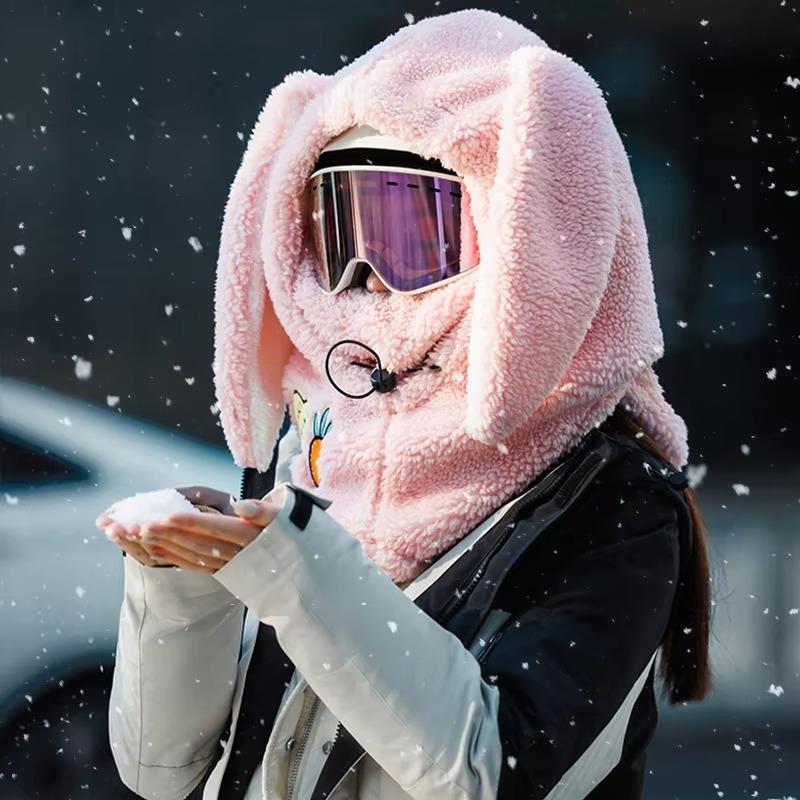 

Winter Warm Ski Helmet Cover Autumn Winter Outdoor Riding Plus Velvet Thickened Skiing Cap Scarf Warmer Cute Helmet Cover Hat рожевий