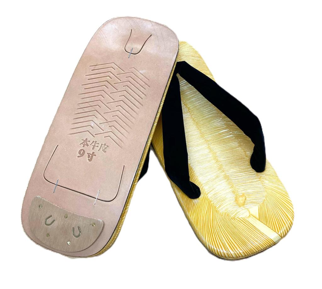 Asakusa in Geta Sandals with Black Straps for and Japanese Shoe [Made Japan] High-Quality Leather-Soled (Perfect Kimono, Yukata, Jeans. Men's) (Black,