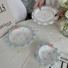 Korean-Style Ceramic Tableware Set: Polka Dot Bow - Cute Rice Bowls & Deep Plates