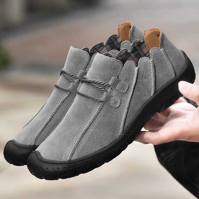 

2026 Fashion Casual Shoes Mens All-match Low Cut Business Moccasins Comfy Suede Leather Loafers Footwear Outdoor Driving Shoes 38 серый