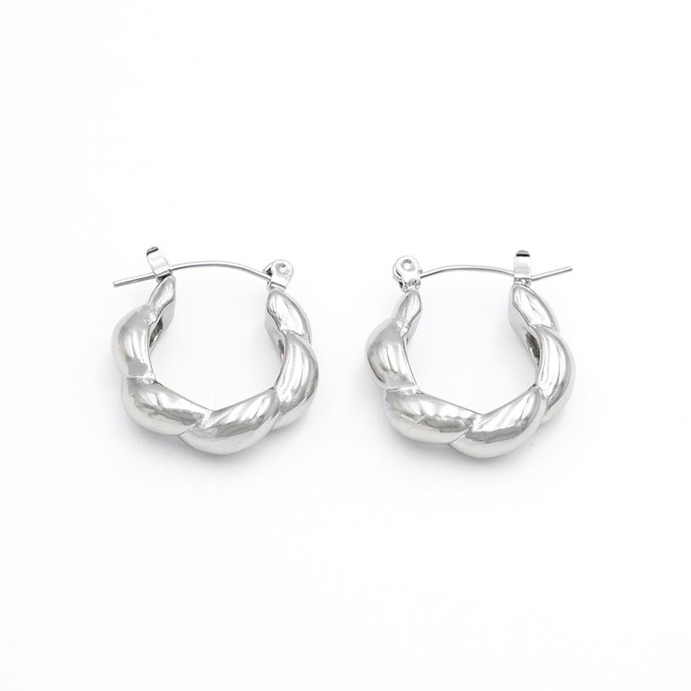 Wind Personality Versatile Ear Buckle Women'S Senior Sense 18K Electroplated Gold Twist Kink Earrings