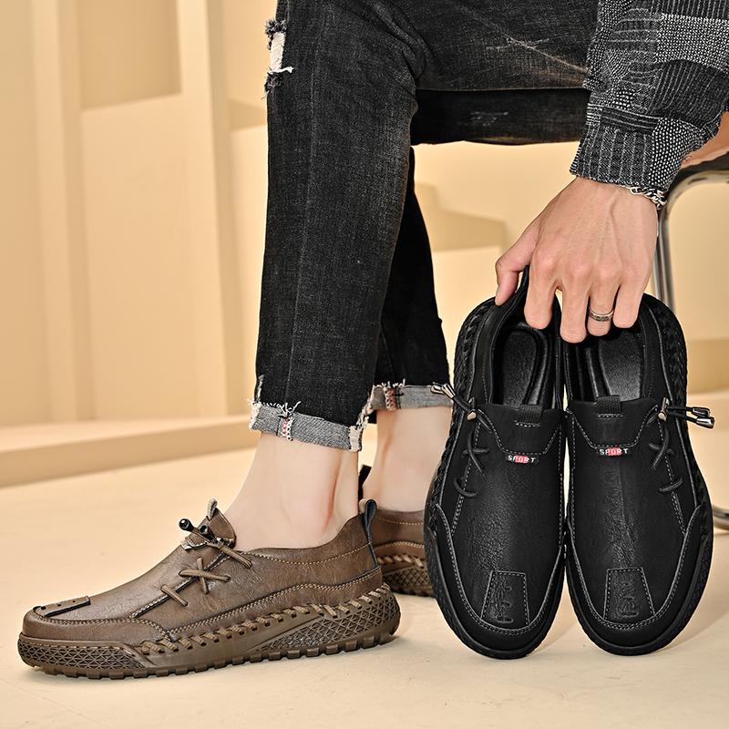 Fashion Male High Quality Loafers All-match Men's Fashion Casual Shoes Leather Mens Slip on Shoes Male Comfortable Walking Footwear
