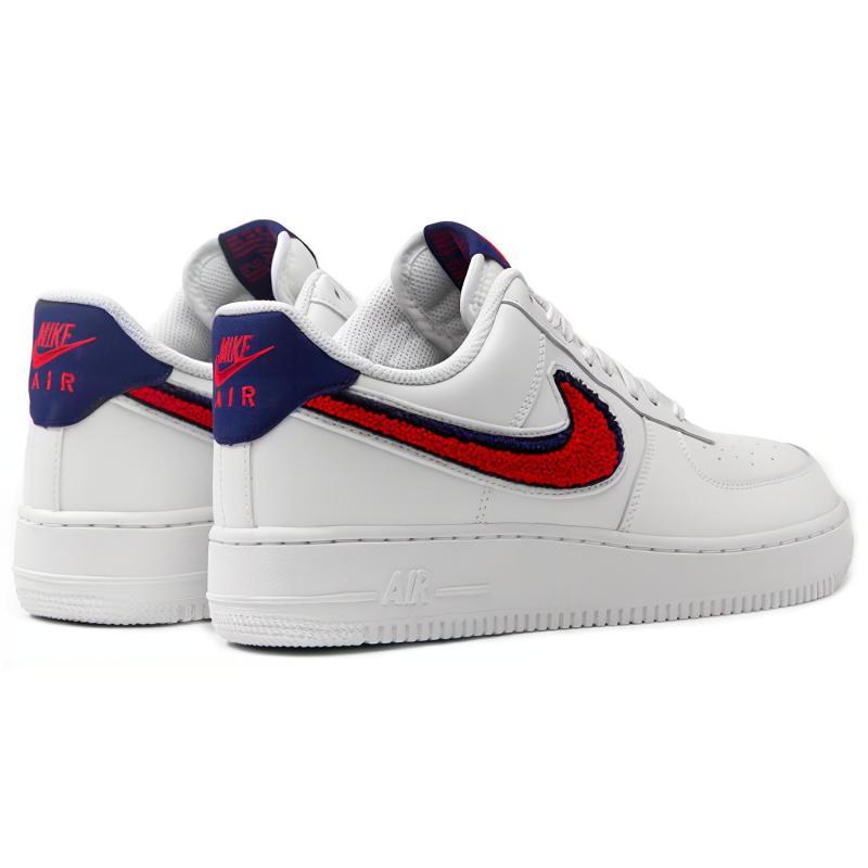 Nike Air Force 1 Low 3D Chenille Swoosh White Red Blue Sneakers 823511-106